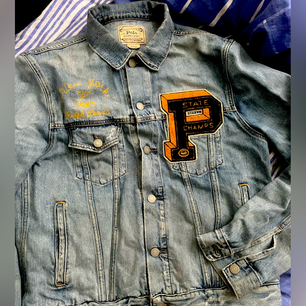 Polo Ralph Lauren Denim Jacket RL Tigers State Champs NY 1967